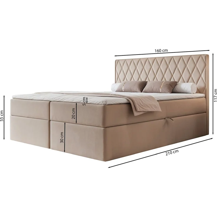 Selsey 'Carenzo' Boxspringbett mit Bonellmatratze, Topper, Chenille, beige, 160x200 cm – Bild 4