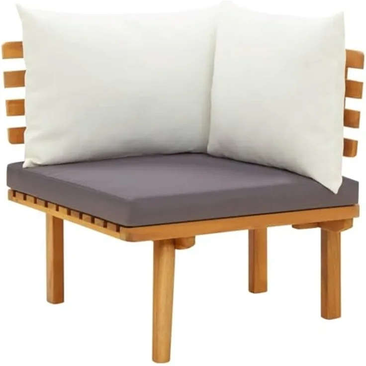 vidaXL Garten-Ecksofa, mit Kissen, Massivholz Akazie, 65 x 65 x 65 cm
