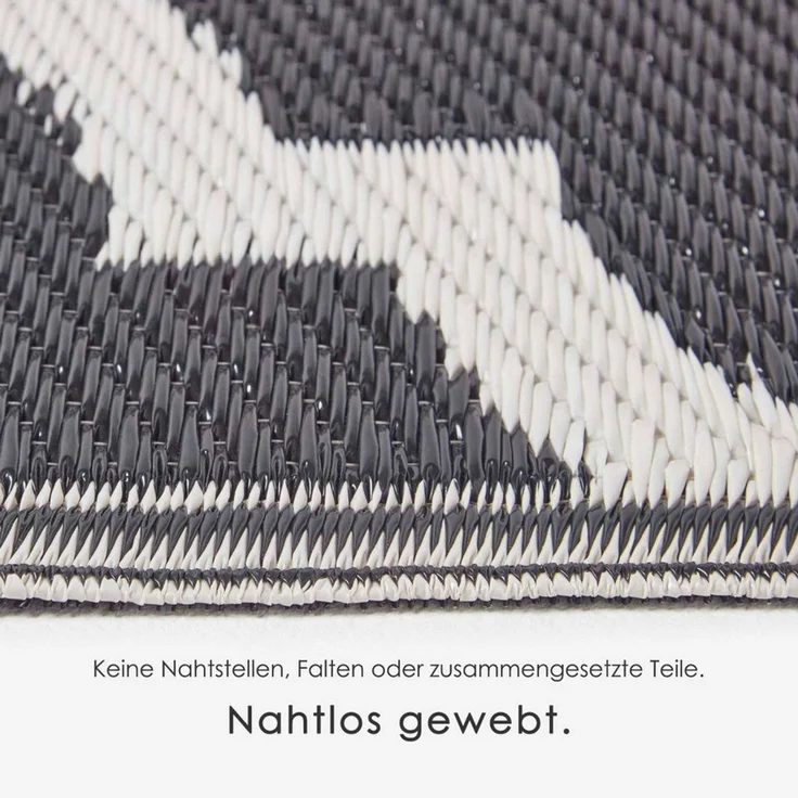 Homescapes Outdoorteppich Outdoor-Teppich Nola aus Polpropylen mit schwarz-weißem, 150 x 240 cm, rechteckig, Höhe: 20 mm – Bild 4