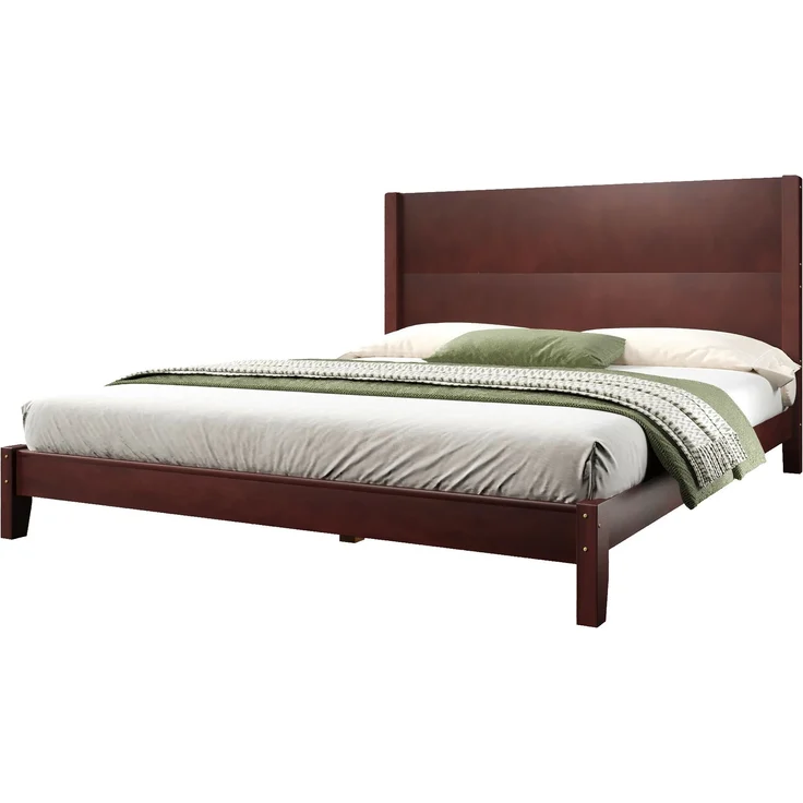 Merax Doppelbett, 160x200 Plattformbett mit Kopfteil und Lattenrost, Braun – Bild 10