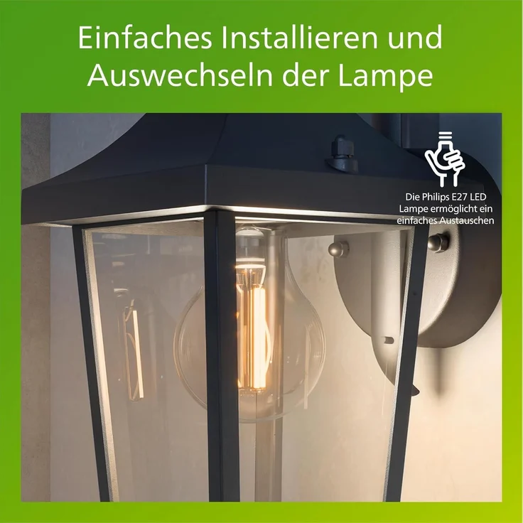 Philips Buzzard wall lantern black 1x60W 230V – Bild 4