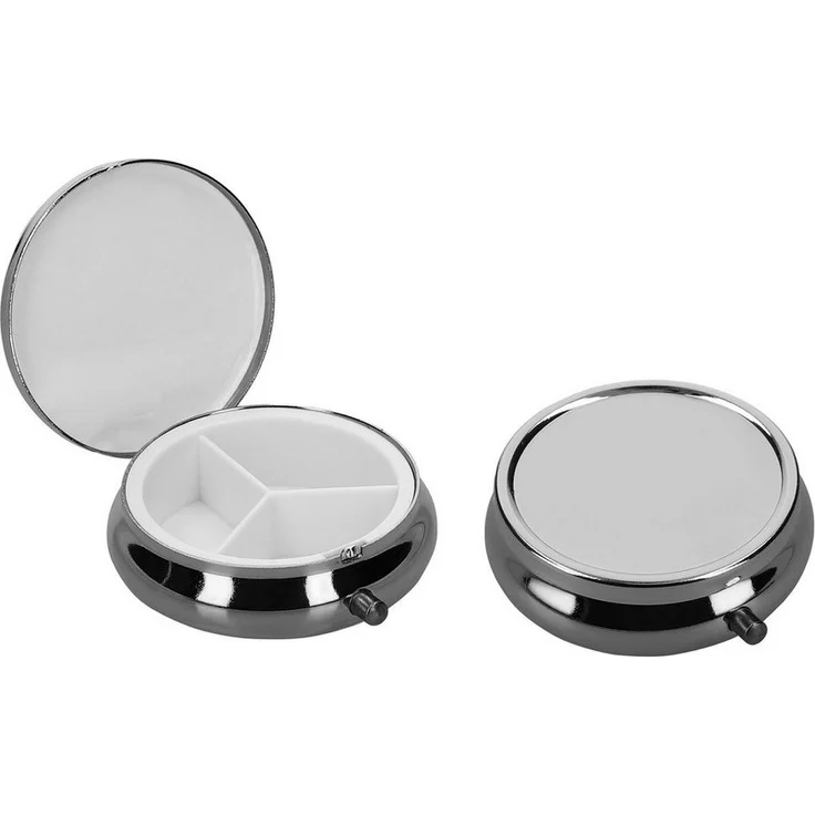 kwmobile Pillendose 2x Edelstahl Pillendose mit 3 Fächern (2 St), runde Tablettendose Box – Bild 5