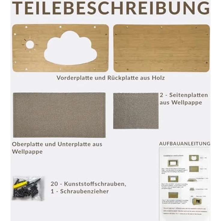 KVOTA Katzenliege Katzenhaus mit Kratzbrett 2-in-1 Katzenhöhle Kratzmöbel & Rückzugsort – Bild 6