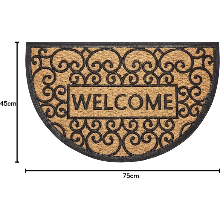 HANSE Home Fußmatte Welcome, Türmatte, halbrund, Höhe: 8 mm, Kokos, Gummi, Schmutzfangmatte, Outdoor, Rutschfest, Innen, Kokosmatte – Bild 3