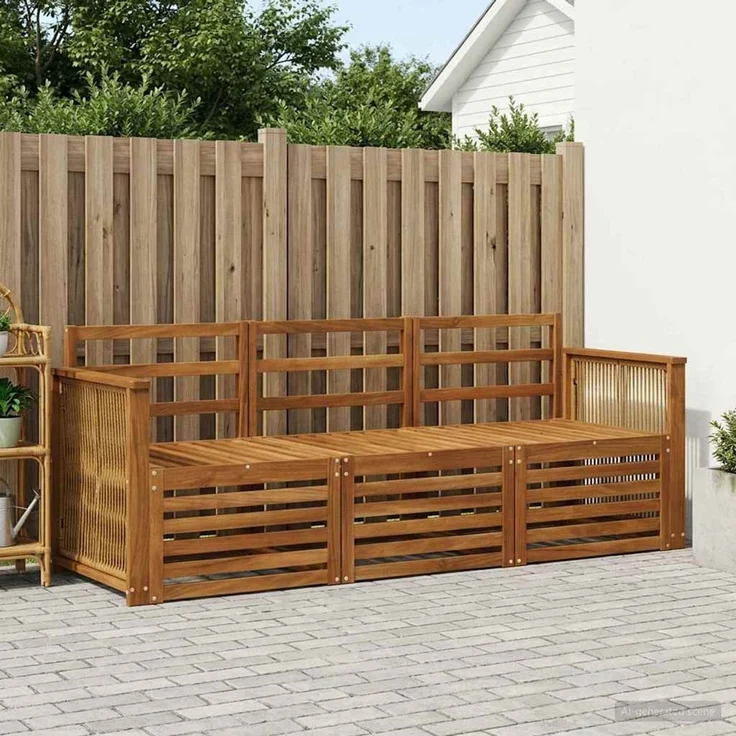 vidaXL Outdoor-Sofagarnitur 3 stk. 3-Sitzer Natur Massivholz Akazie 3383965 – Bild 1