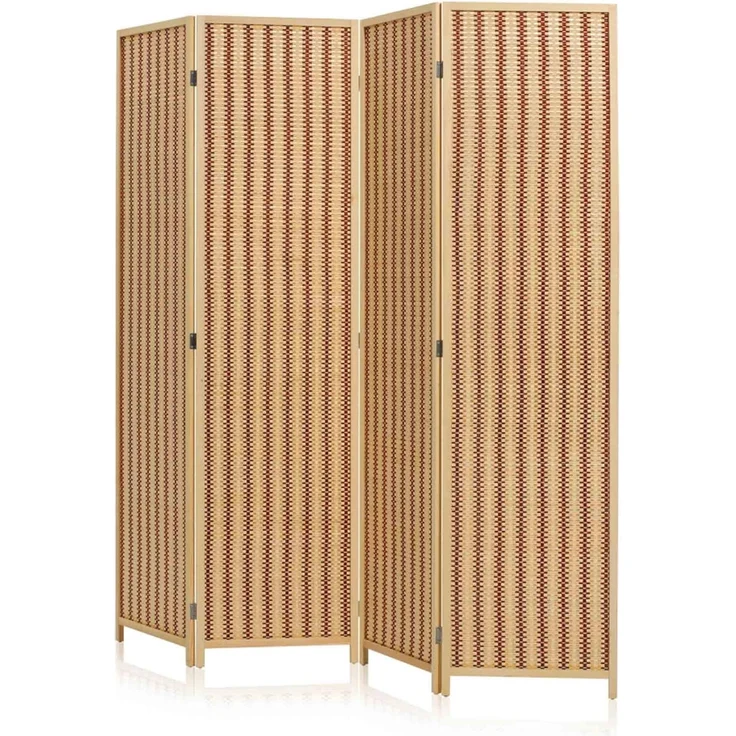 Makika Trennwand / Raumteiler aus Holz / Bambus Faltbar - Natur Braun – Bild 6