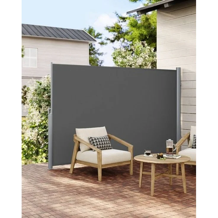 SONGMICS Seitenmarkise, ausziehbar, 160 x 400 cm (H x L), Sichtschutz, Sonnenschutz, Seitenrollo, für Balkon, Terrasse, Garten, Anthrazit GSA564G01 – Bild 2