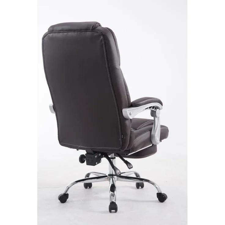 Bürostuhl MIAMI - 118x68x64, Braun Kunstleder Metall in Chromoptik Gestell ergonomische Bürostühle Homeoffice Stuhl mit Rollen – Bild 4