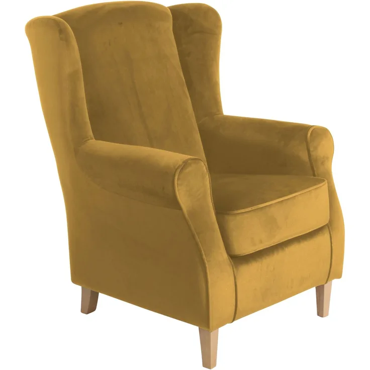 Ohrensessel Karlen Bezug Samtvelours Buche natur / mais 22040