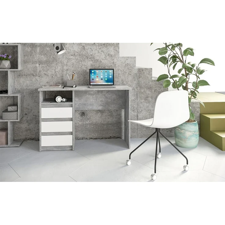 KOMTO Schreibtisch Oslo 110 Schreibtisch mit Schubladen Bürotisch Computertisch, Büro PC-Tisch Kinderschreibtisch mit Stauraum 110 x 50 x 74 cm – Bild 2