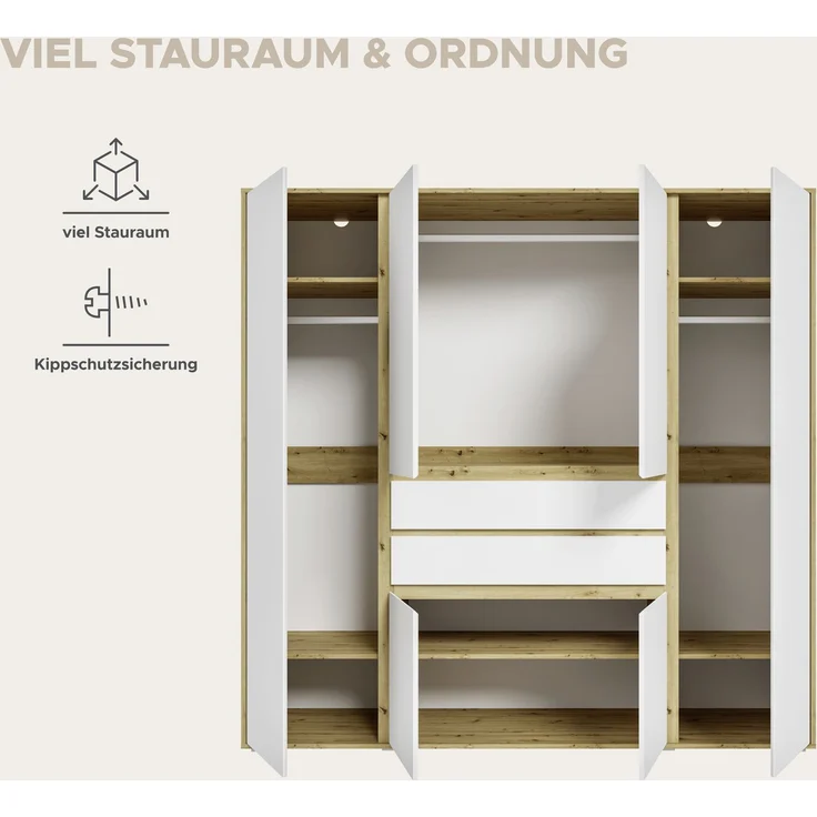 Falun Kleiderschrank 4-türig in weiß – Bild 8