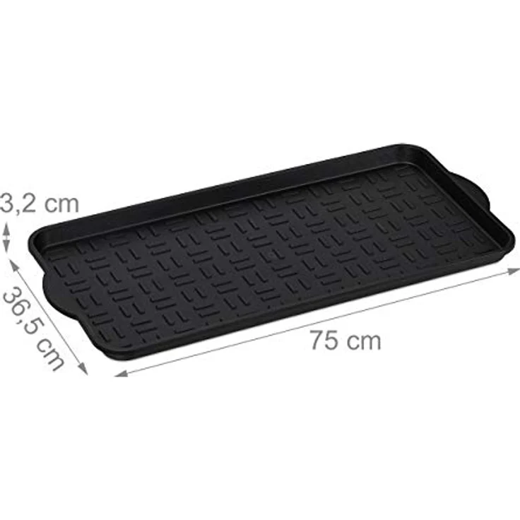 Relaxdays Schuhablage 2er Set, Abtropfschale für 6 - 8 Paare, Kunststoff, schwarz, 75 x 36,5 cm mit erhöhtem Rand – Bild 4