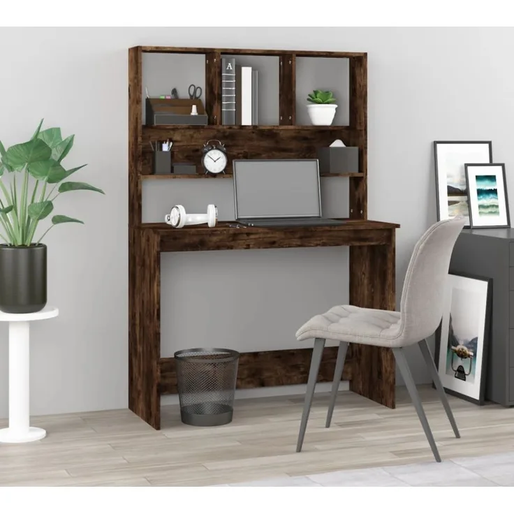 vidaXL Schreibtisch mit Regal Räuchereiche 102x45x148 cm Holzwerkstoff 823005