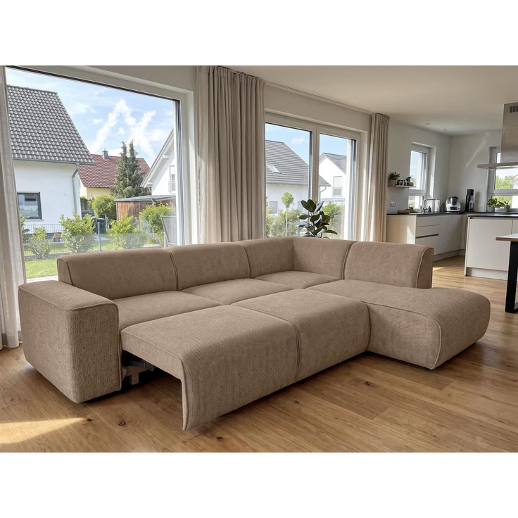AX LIVING Wohnlandschaft mit Schlaffunktion Ruyam Beige Sofa R – Bild 2
