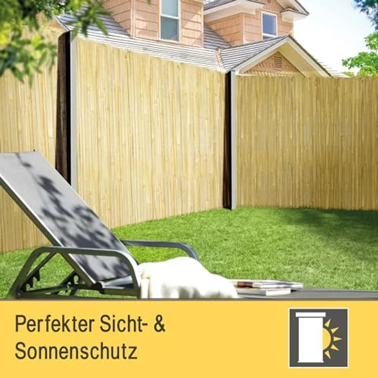 Sol Royal Hell Glänzender Split Bambus Sichtschutz 80x600 cm – Sichtschutz Bambus Zaun Bambusmatte Gartensichtschutz Balkon Sichtschutzzaun – Natursichtschutz Witterungsbeständig B33 – Bild 3