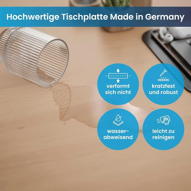 Desktopia Pro X - Elektrisch höhenverstellbarer Schreibtisch / Ergonomischer Tisch mit Memory-Funktion, Buche, Gestell Grau, 180x80 cm – Bild 8
