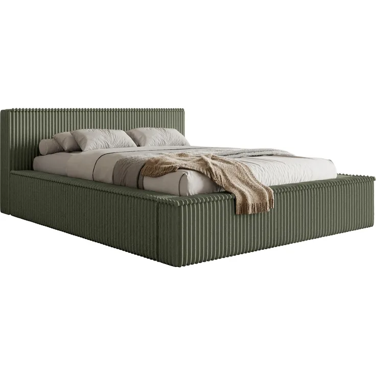 Selsey 'Affolio' Polsterbett mit Breitcord-Bezug und Stauraum, khaki, 140x200 cm