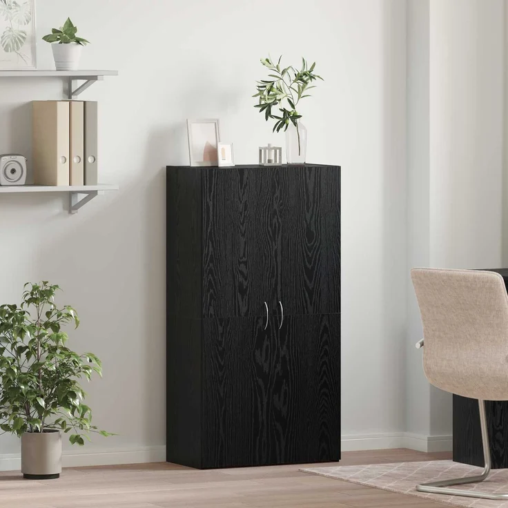 vidaXL Büroschrank Schwarz Eichen-Optik 60 x 32 x 115 cm Holzwerkstoff 879638 – Bild 1