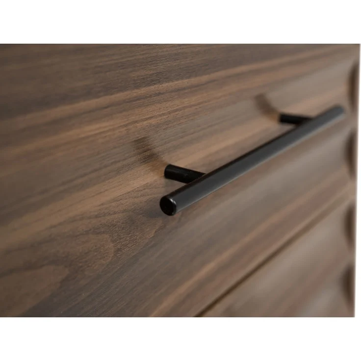Nachtkonsole >Falun< in Dekor Nussbaum 3D-Fronten in Wellenoptik - 40x55x39cm (BxHxT) – Bild 7