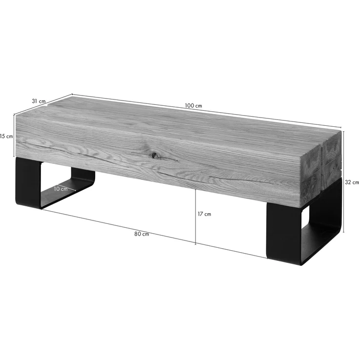 Bank Eiche 100x31x32 natur geölt LOUNGE COLLECTION #07 – Bild 7