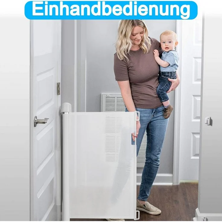 FIVMEN Treppenschutzgitter PVC Türschutzgitter Ausziehbar 0-300 cm, Weiß/Grau/Schwarz für Babys und Haustiere – Bild 2