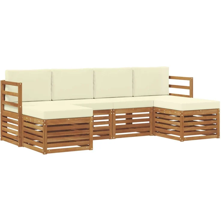 vidaXL Outdoor-Sofagarnitur 6 stk. 6-Sitzer Natur und Creme 3375230 – Bild 2