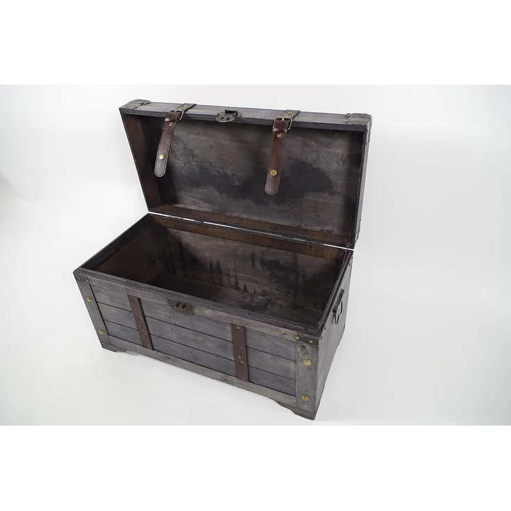 Kobolo Truhe Kiste KUBA aus Holz grau 70x35x38 cm – Bild 3