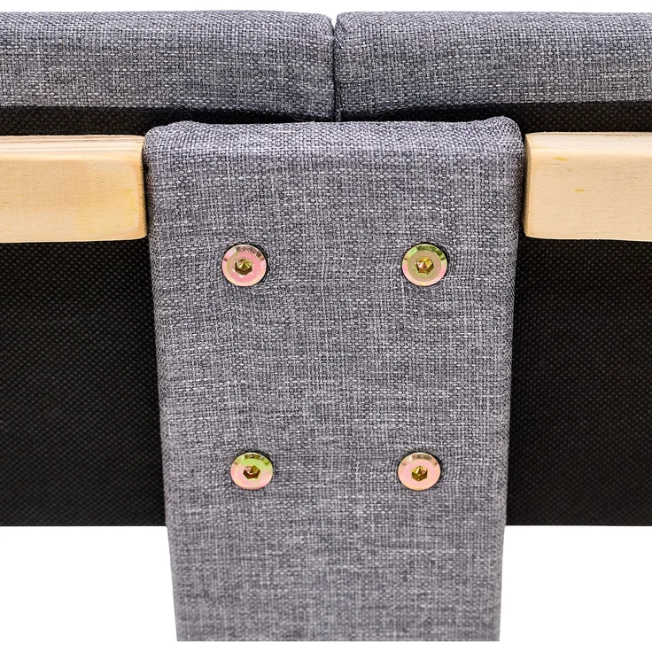 Homestyle4u Polsterbett mit Matratze und Lattenrost, Grau, 140x200 cm – Bild 3