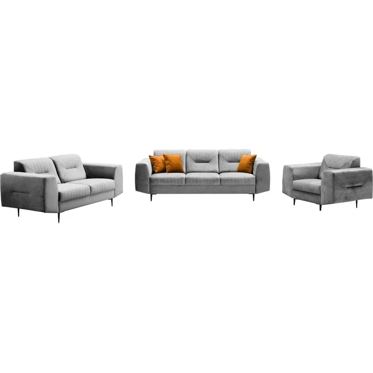 Beautysofa Polstergarnitur VENEZIA Die Lieferung beinhaltet Beiträge zur Wohnung, (Sessel + 2-Sitzer Sofa + 3-Sitzer Sofa im modernes Design), mit Metallbeine, Couchgarnituren aus Velours – Bild 1