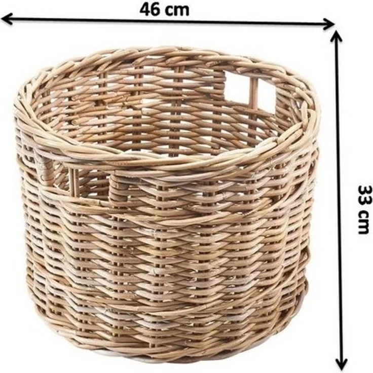 Kobolo Aufbewahrungskorb Rattankorb rund Kubu grau mit Lochgriff groß – Bild 4