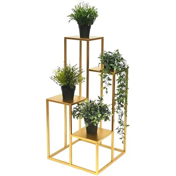 DanDiBo Blumentreppe Metall Gold 82 cm Pflanzentreppe Blumenständer 96505 Blumensäule Modern Pflanzenständer Blumenhocker – Bild 7