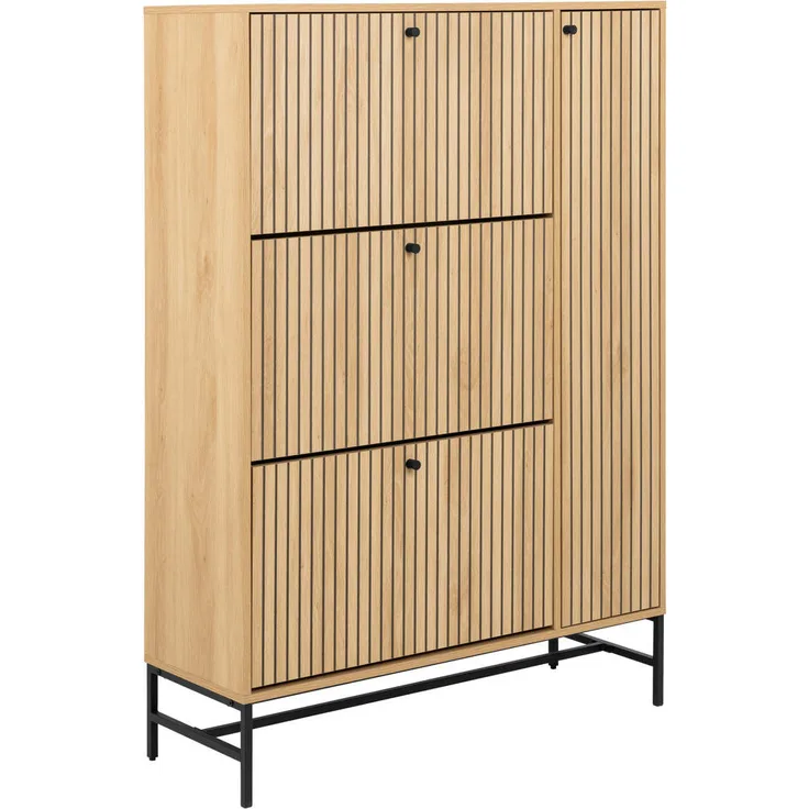 XXXL Schuhschrank, Natur-Schwarz, Metall/Holzwerkstoff, stehend, 3 Fächer, 98.7x140.4x35 cm, FSC-zertifiziert