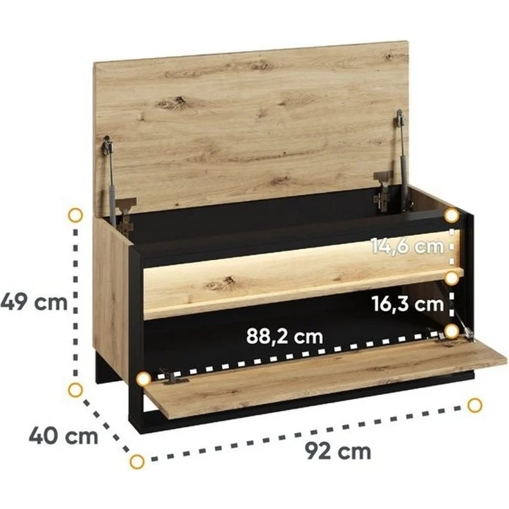 Compleo Garderoben-Set LIMA (Kommode, Schuhschrank, Spiegel, 2x Kleiderbügel), Loft Garderoben-Set – Bild 2