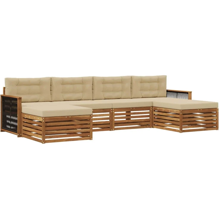 vidaXL Outdoor-Sofagarnitur 6 stk. 4-Sitzer Natur und Beige 3383686 – Bild 2