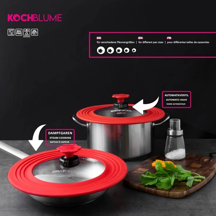 Kochblume Universaldeckel Bratdeckel, mit Automatikventil – Bild 4