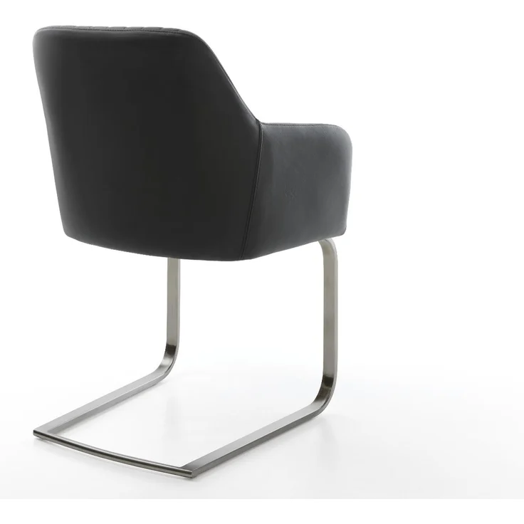 Freischwinger Greg-Flex Echt-Leder Schwarz Freischwinger flach Graphit Taschenfederkern – Bild 5
