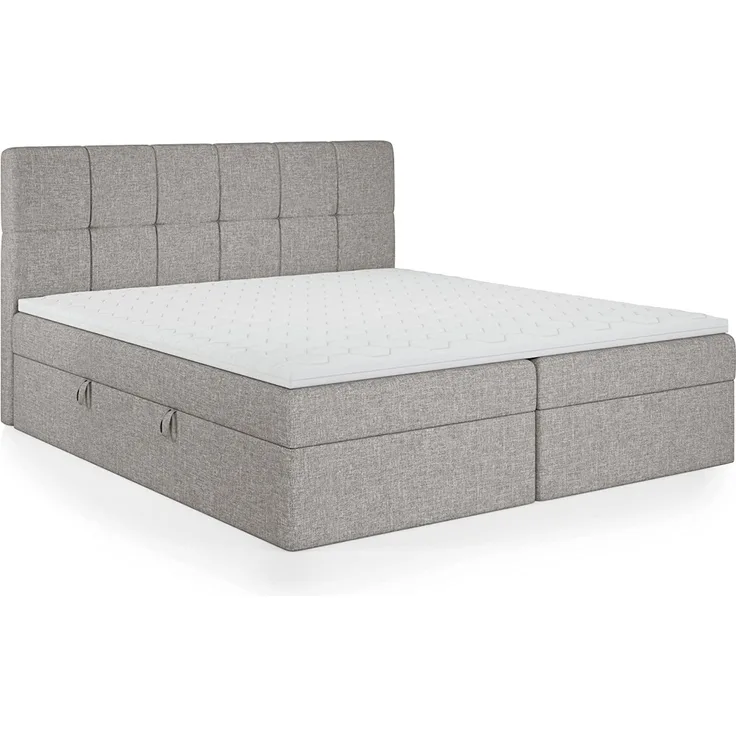 FEDVE Boxspringbett 180x200 Grau – Mokpo – Praktisches Bett mit Bettkasten – Gemütlich Kopfteil Bett mit Matratze für Viele Jahr - Stabiles Doppelbett mit Stauraum zum Schlafzimmer