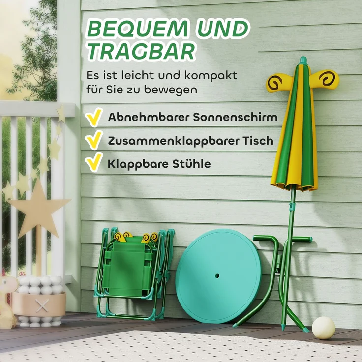 AIYAPLAY Garten-Kindersitzgruppe, Stahl, Polyester, Dunkelgrün, 49,5L x 49,5B x 50H cm – Bild 6