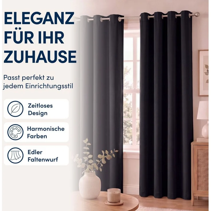Stoffschmiede Gardine Blickdicht - Kräuselband & Ösen, Ösen – Bild 4