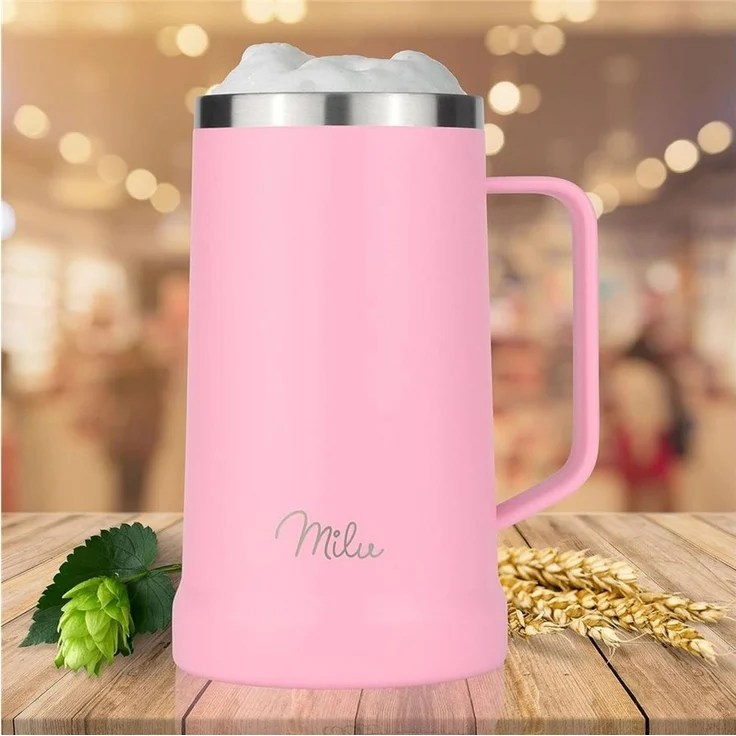 Milu Bierkrug Edelstahl 700 ml, isoliert mit Deckel, auslaufsicher – Bild 2