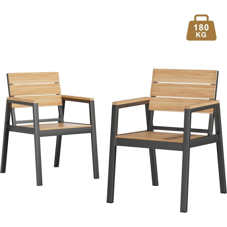 HOMALL Gartenstuhl stapelbar Aluminium Gartensessel Wetterfest, max Belastung 180kg (Set, 2 St), Korrosionsbeständigkeit, verstärkter Alu-Outdoorstuhl – Bild 5