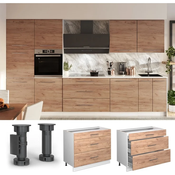 Küchenunterschrank Fame-Line Goldkraft Eiche/Weiß 100 cm, AP Eiche Vicco – Bild 4