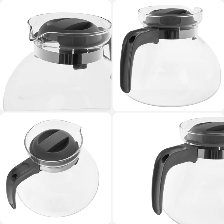 KADAX Hitzebeständige Teekanne mit Deckel, Glas, grau 1,7L – Bild 5