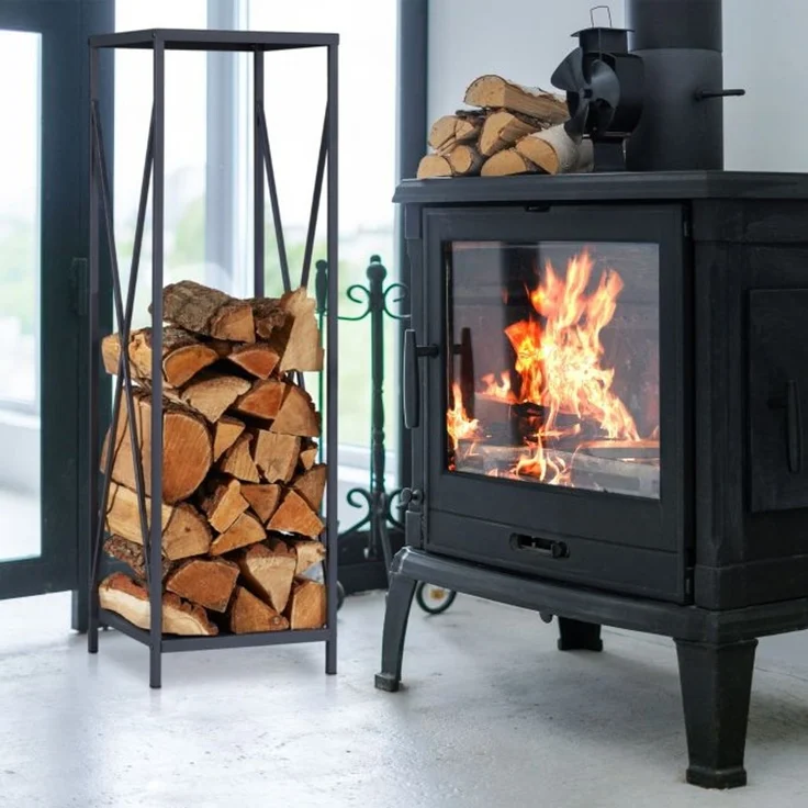 Relaxdays Graues Kaminholzregal aus Metall – Bild 3