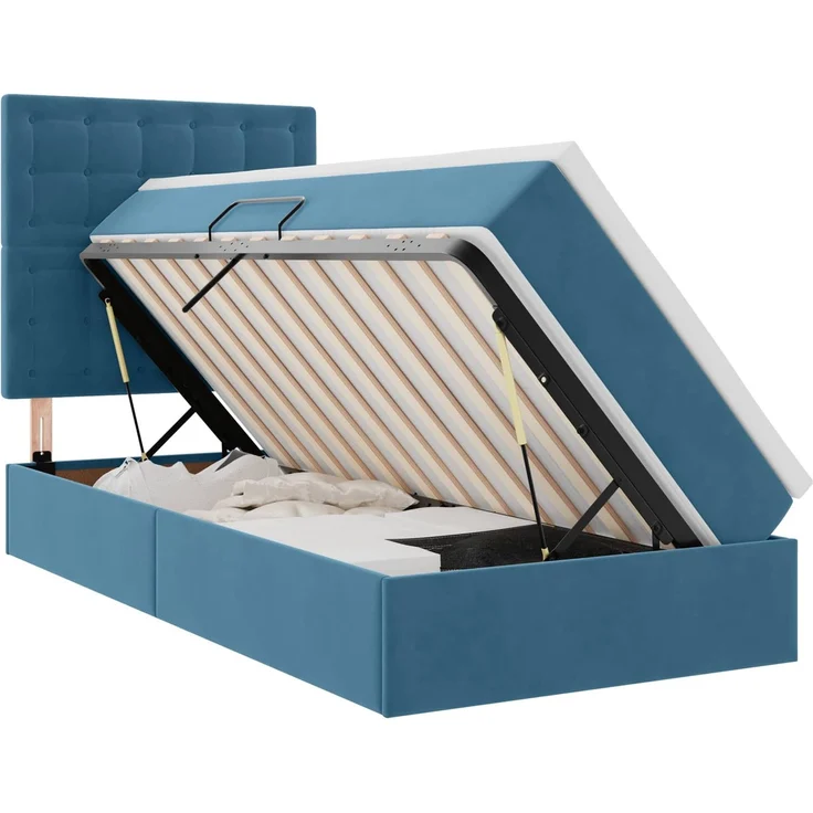 vidaXL LED-Speicherbett mit Matratze Dunkelblau 90 x 190 cm Samt 3372757 – Bild 2