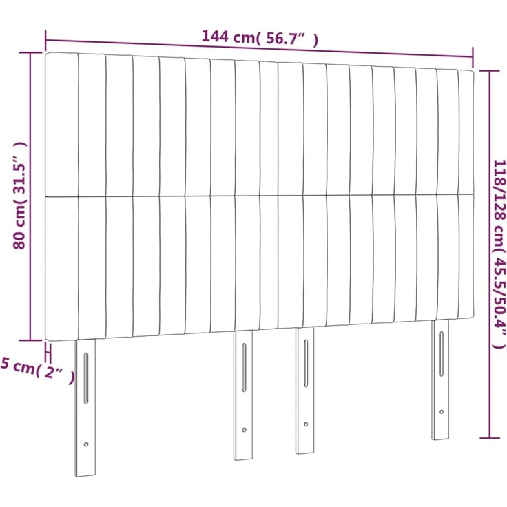 vidaXL Kopfteile 4 Stk. Schwarz 72x5x78/88 cm Stoff 3116570 – Bild 8