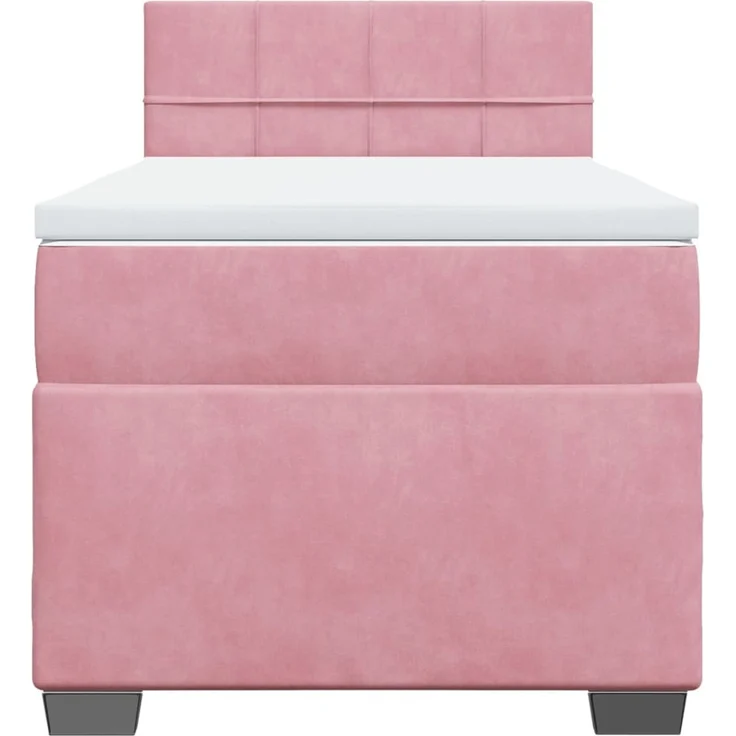 vidaXL Boxspringbett mit Matratze Rosa 100x200 cm Samt 3286239 – Bild 4