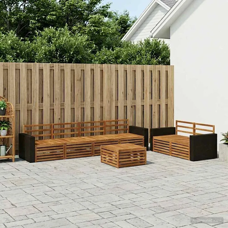 vidaXL Outdoor-Sofagarnitur 7 stk. 6-Sitzer Natur Massivholz Akazie 3383062