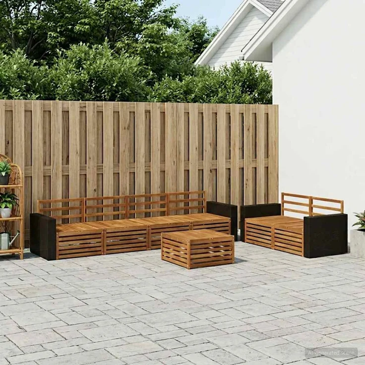 vidaXL Outdoor-Sofagarnitur 7 stk. 6-Sitzer Natur Massivholz Akazie 3383062 – Bild 1