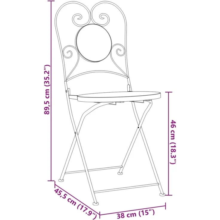 vidaXL Bistrostühle 2 Stk. Klappbar Schwarz und Weiß Keramik 4003405 – Bild 11